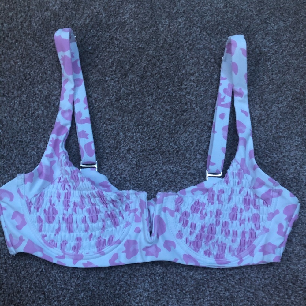 zaful pink and white cheetah print bikini top s